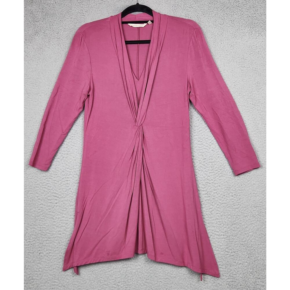 SOFT SURROUNDINGS Jemez Tunic Top Womens XS Pink V Neck 3/4 Sleeve Stretch Modal